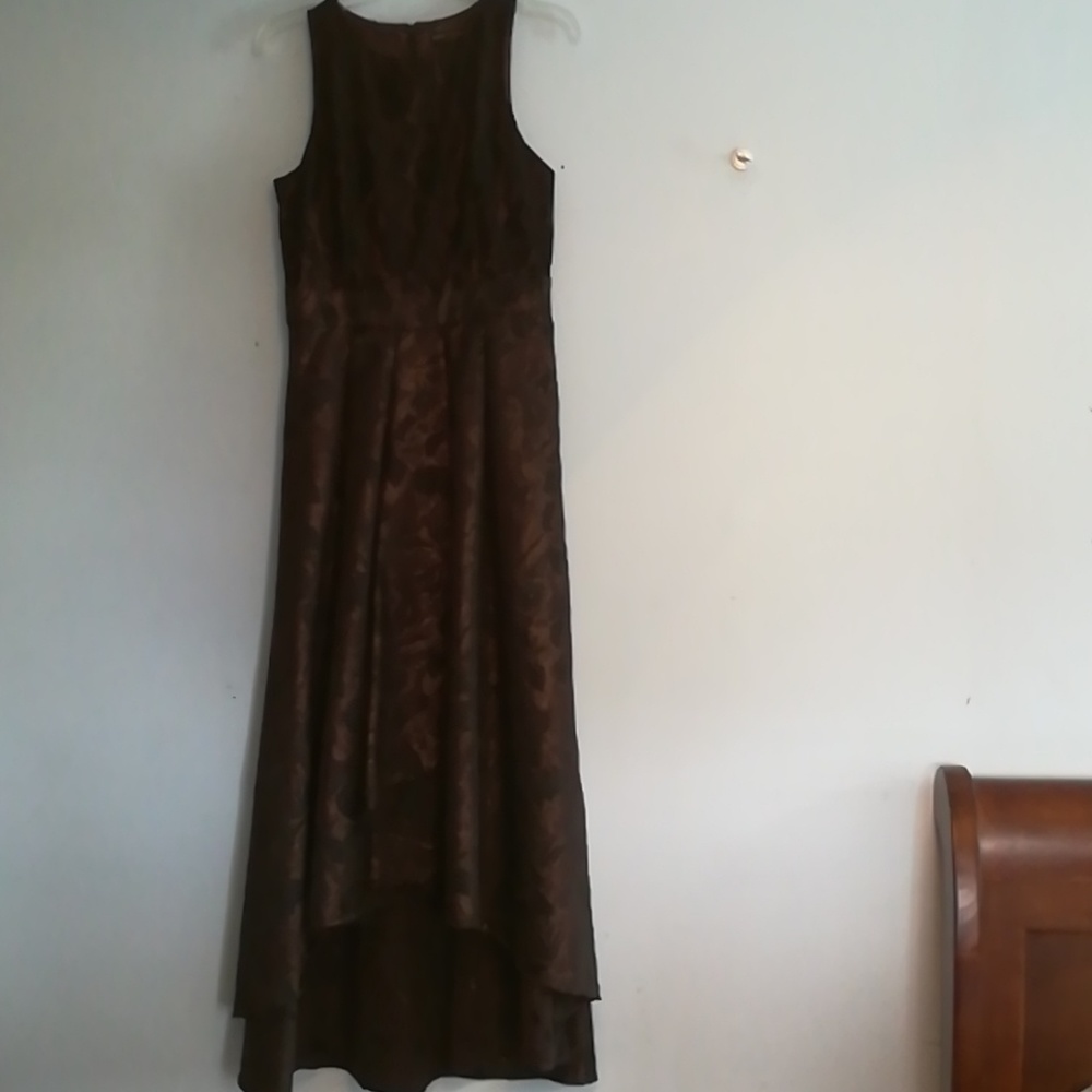Black and copper evening dress